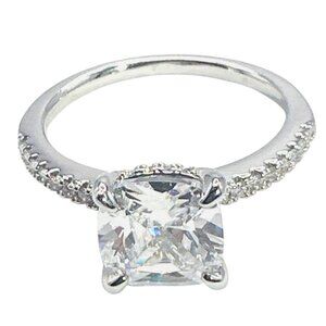 Womens Silver Plated Brass Ring Cubic Zirconia